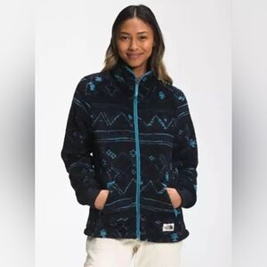 The North Face Campshire Full Zip Sherpa Sweatshirt Geometric Navy Medium Women
